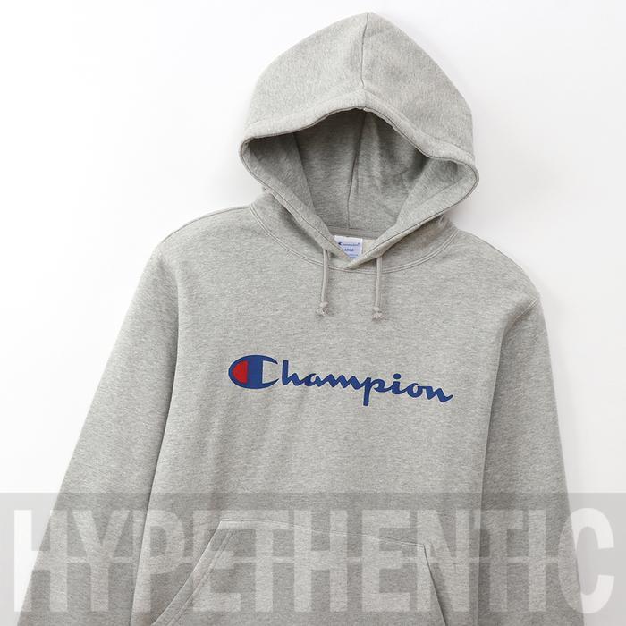 Champion Sweatshirt Script Logo Navy Ue Hoodie / Jaket Biru