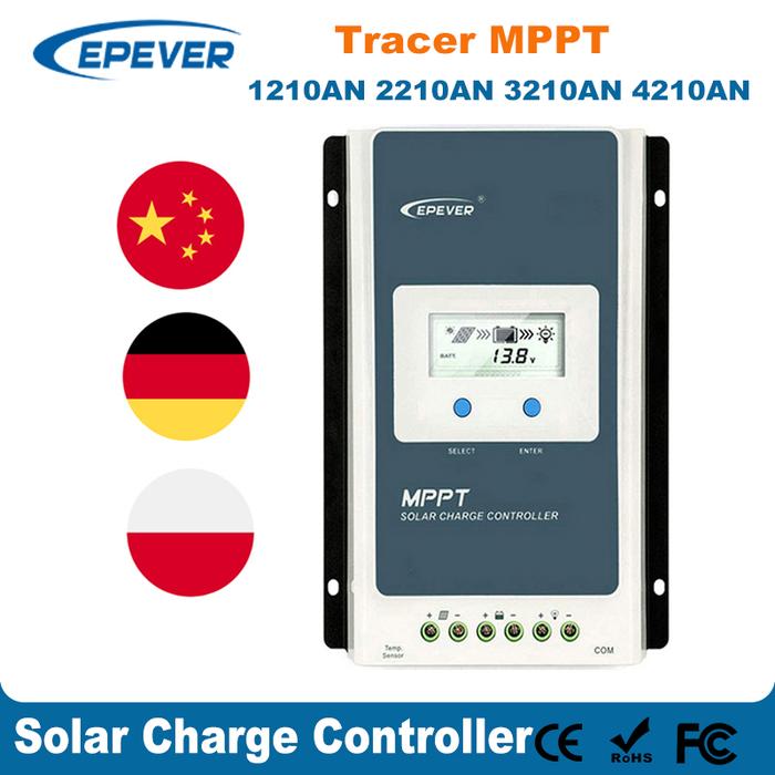 EPever Solar Charge Controller MPPT 40A 30A 20A  Blacklight LCD Solar