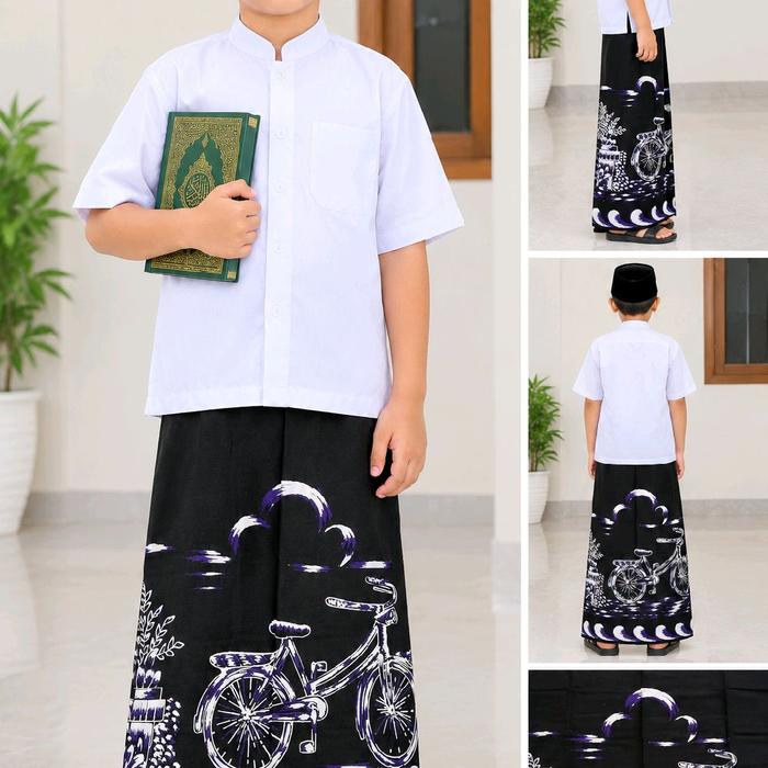Sarung Anak Bahan Katun Kualitas Halus, Adem dan Lembut Motif Sepeda Simplex Print Muslim