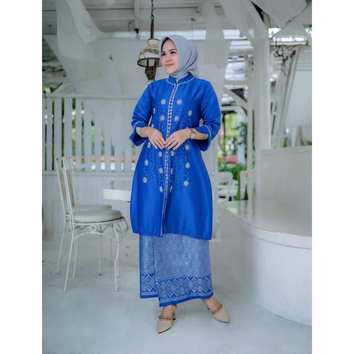 Kebaya Tunik Tafetta Baju Kurung Payet Tabur Seragaman Kondangan Bridesmaid Mewah Elegan Dan Rok Lil