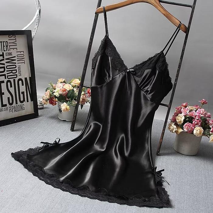 NEW Piyama Daster Wanita Korea Mini Dress Women Silk Satin Nightdress/Baju Tidur/Baju Dinas Malam Wa