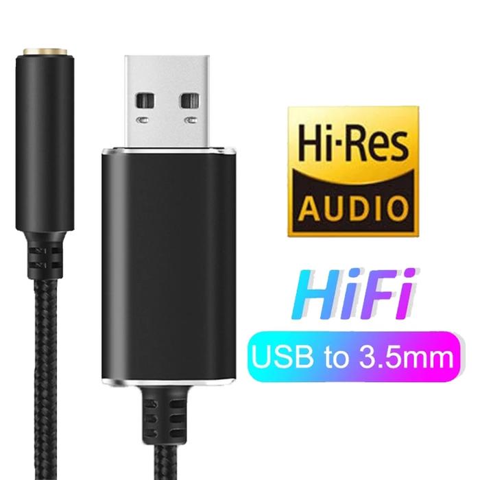 2 in 1 USB to 3.5mm Jack Sound Card Plug Audio Adapter for PC Laptop PS5 PS4 Headphone Mic Speaker E