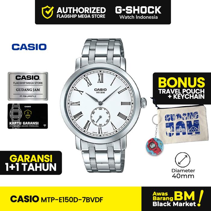 Jam Tangan Pria Casio MTP-E150D-7BVDF Analog Rantai White Original