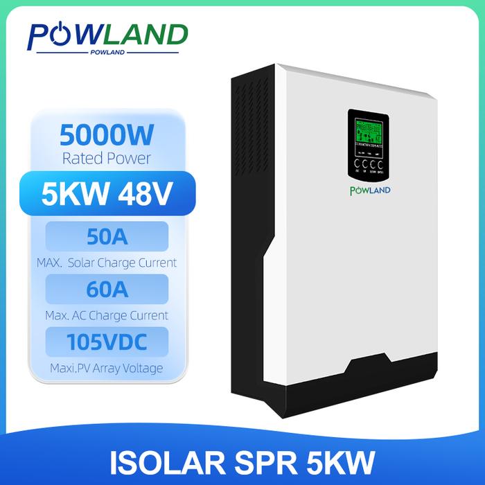 POWLAND 5000W Hybrid Solar Inverter 48V 220V 50A PWM Charger