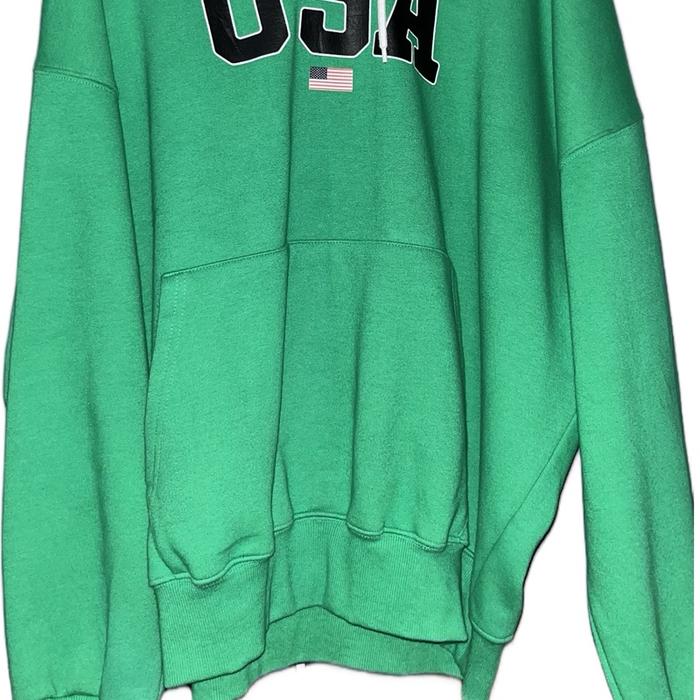 Thrifting hoodie boxi USA HIJAU DAUN