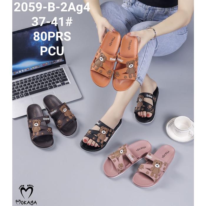 Sandal Slop Jelly Wanita Zigzag Motif Bear Cute Cantik Keren Import Mokaya / size 37-41(2059-B-24/-8