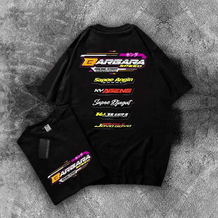 T-SHIRT KAOS ANAK BARBARA SPEED Depan Belakang Bahan  Combed 30S Real 100%