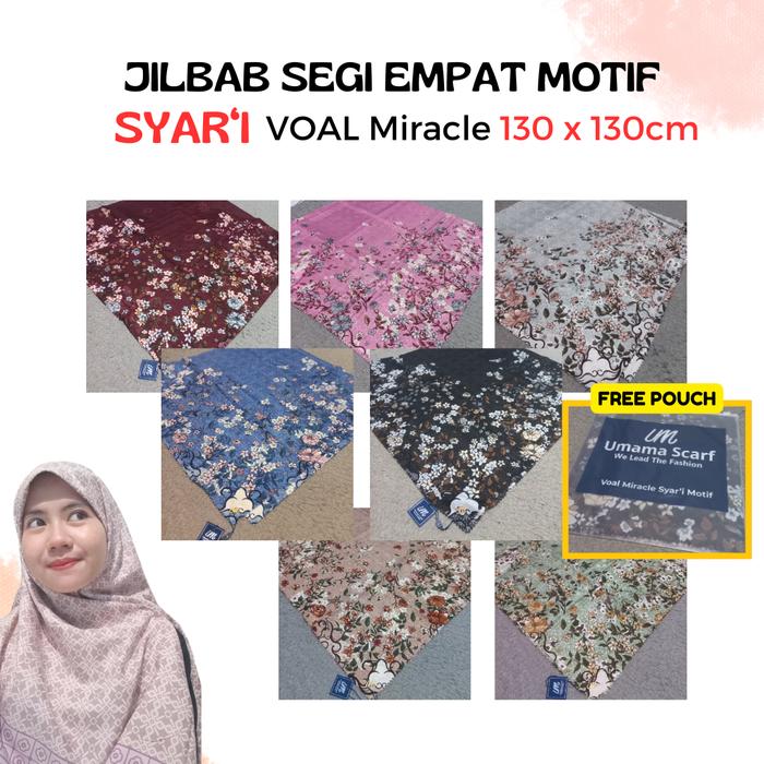 jilbab segi empat motif syari umama 130 x 130cm / Kerudung Motif Jumbo / Hijab Umama Syari / Jilbab 