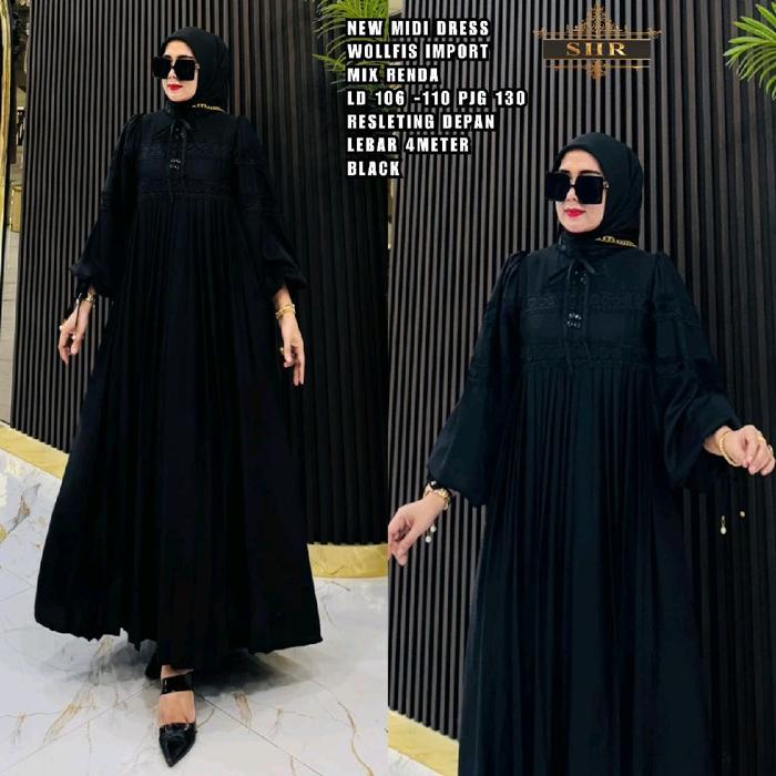 Ready!! Gamis Renfis Ori SHR Dress Wanita Wolfis Motif