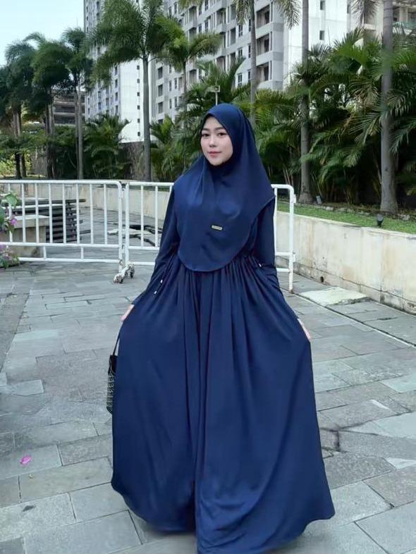 Queen - Gamis Queen Abayya Muslim Mewah Set Kerudung Terbaru Bahan Jersey Premium Busui Friendly Wan