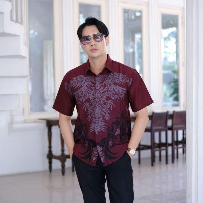 Termurah! Hem Batik Elegan Cowok Dewasa Lembut Nyaman Dipakai Baju Motif Katun Pria Panjang Tangan P