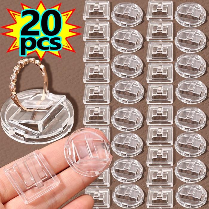 1/20pcs Mini Clear Rings Display Rack Plastic Round Jewelry Storage Strand Bracket Showcase Shopwind