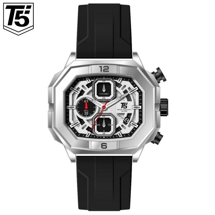Jam Tangan Pria Mewah Case Baja T5 H3952 / 3952 Mesin Krono Aktif Silikon Premium Original