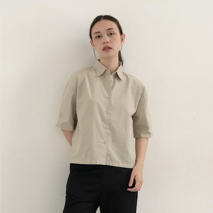 ELORAE Sora Shirt Cotton CloudKnit | Kemeja Wanita Oversize Atasan Kantor Formal