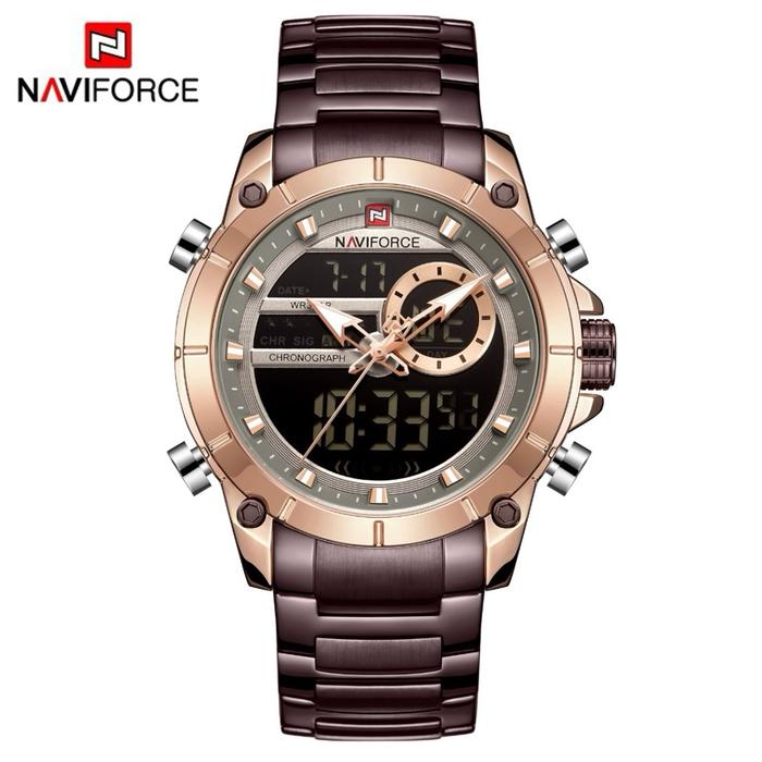 JAM TANGAN PRIA NAVIFORCE ORIGINAL Premium NF-9163M Jam tangan stainless Analog-Digital Mewah Elegan