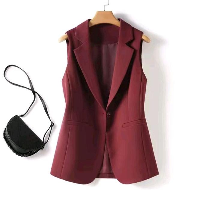 Sahlaofficial-Blazer wanita/ jas wanita casual tanpa lengan/atasan wanita kekinian Cardigan Cewek Hi