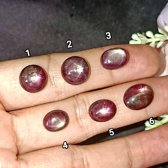 Natural Ruby Star Merah Daging - Merah Rubi Keunguan ( F )