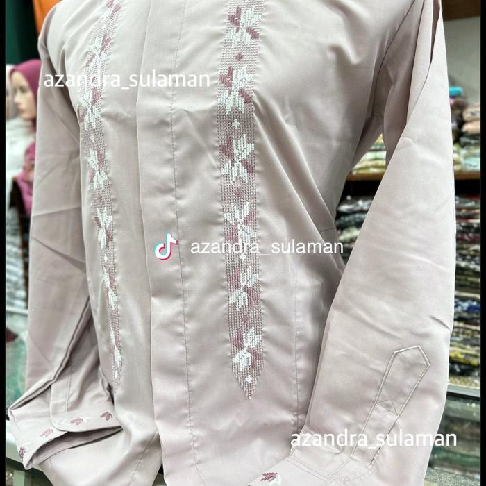 baju koko katun toyobo lengan manset  bordir trawang bukittinggi padang