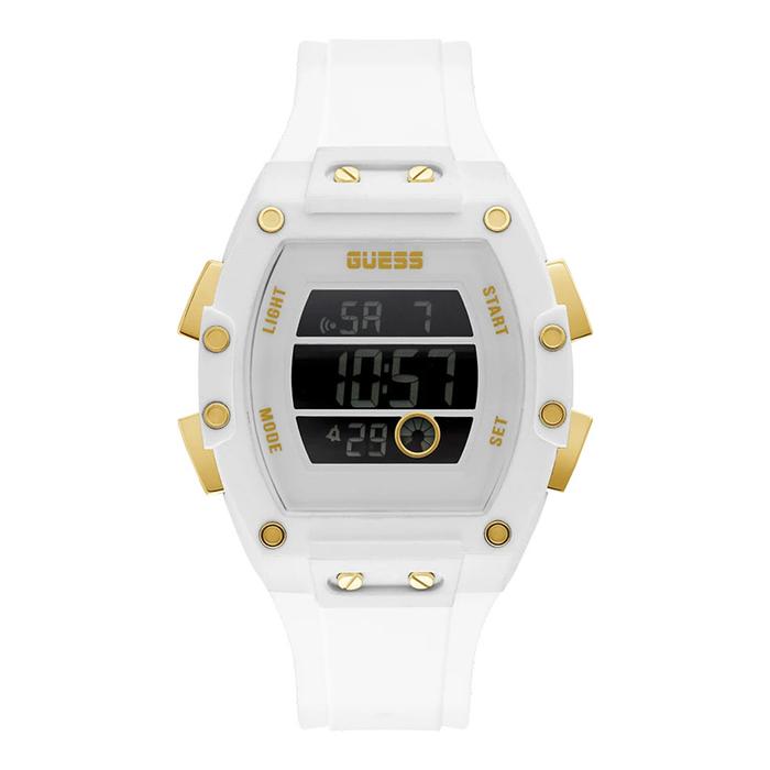 Jam Tangan Pria Guess Phoenix GW0340G1 Men Digital Dial White Silicone Strap