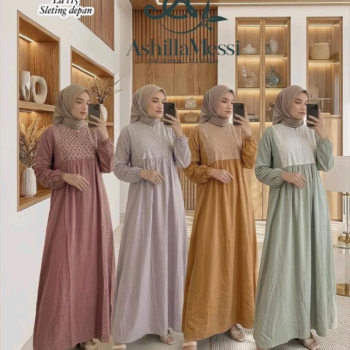 ori ashilla messi midi dress twill jumbo / gamis premium makkizaa store bumiayu ummahzareen
