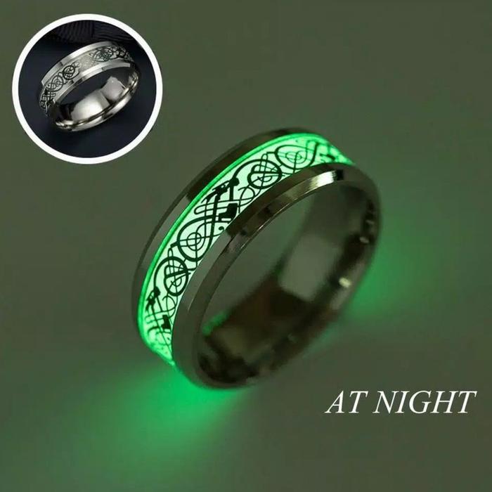 RJ Store Cincin glow in the dark motiv naga stainless steel cincin pria wanita FA808