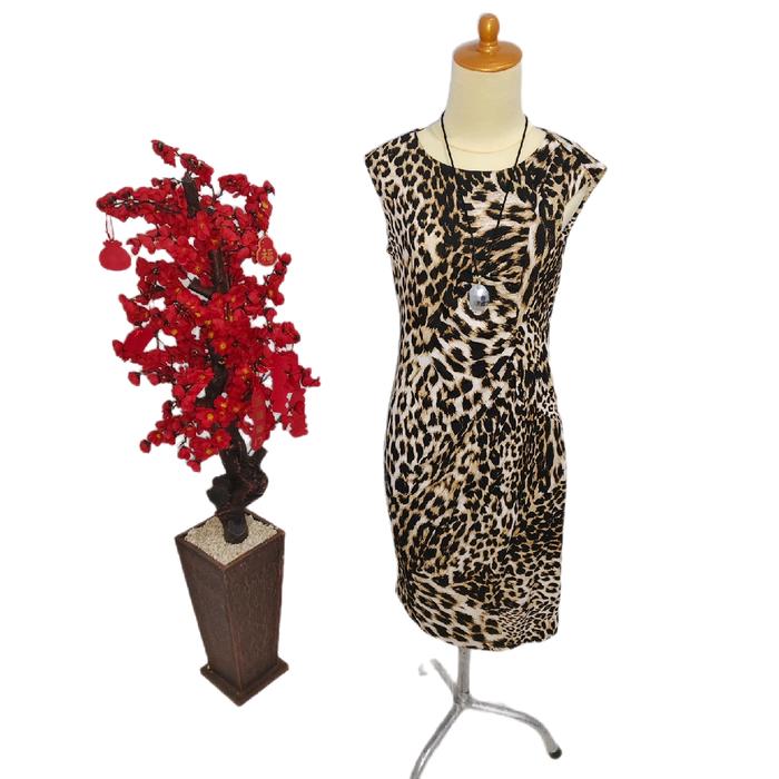 Dress Motif Macan Tutul Model DRESS01 untuk Wanita - Casual