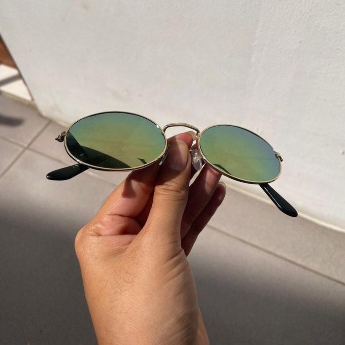 Hot Item Obral kacamata oval bulat sunglasses brown mirror hitam merah unisex