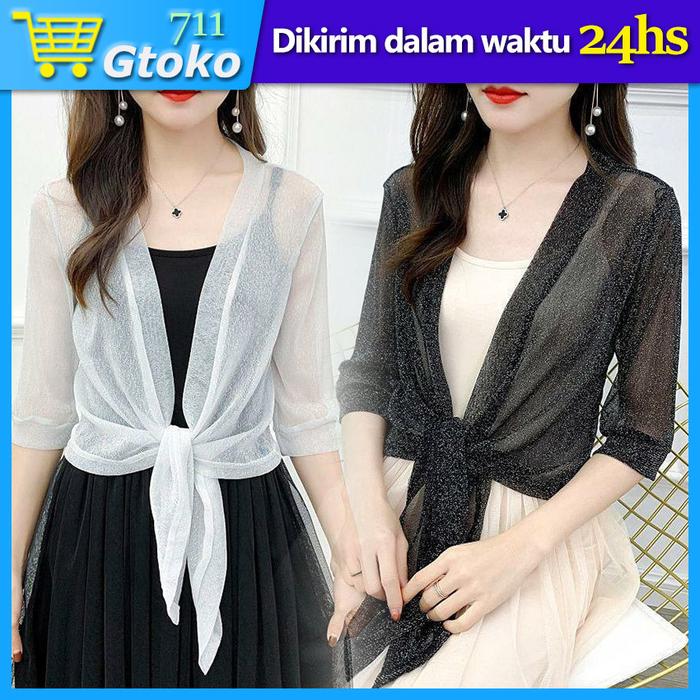 TERBARU Outer Bolero Cardigan nita Cewe Korean Style Outerwear Sifon Chiffon Rompi Cardigan Crop Jal