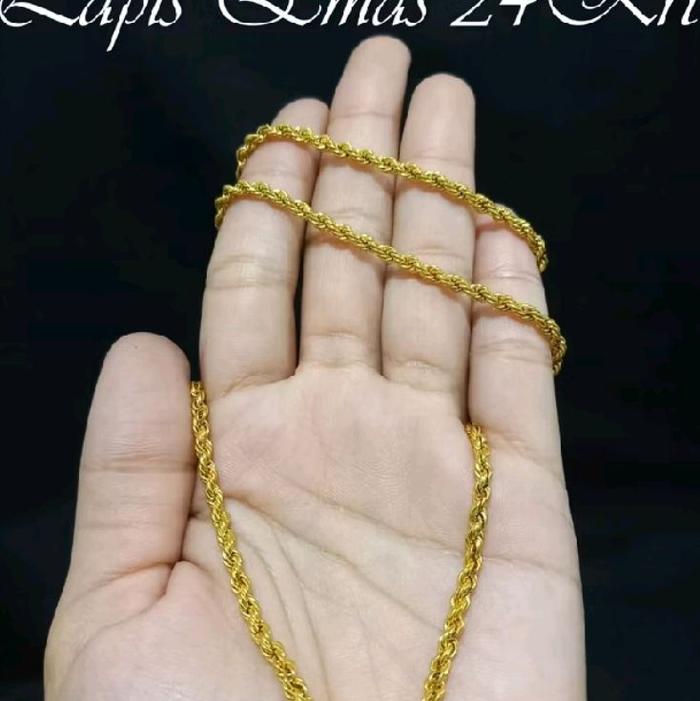 Kalung Tali Tambang Lapis Mas 24K Replika Perhiasan Wanita 100% Percis Emas Asli