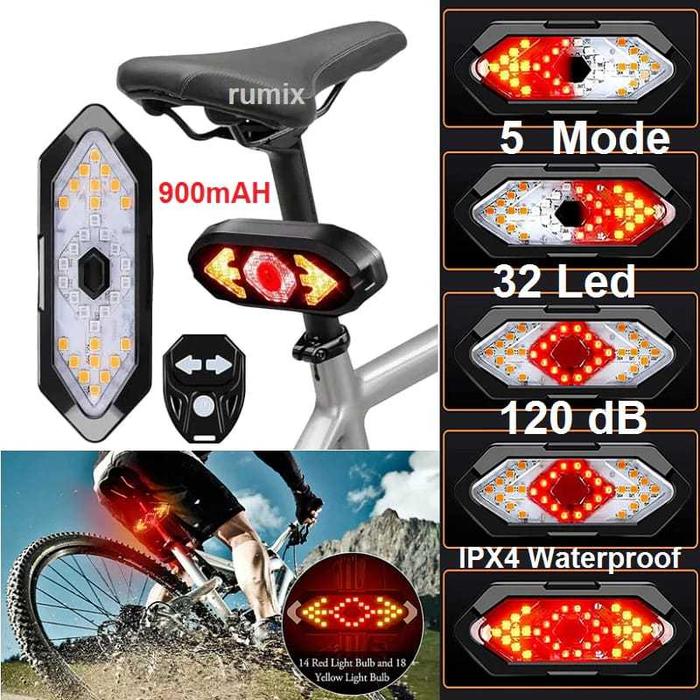 Lampu Belakang Sadel LED Braking Rem Sein Hazard Remot Remote Wireless Nirkabel Sepeda Bicyle MTB Ro