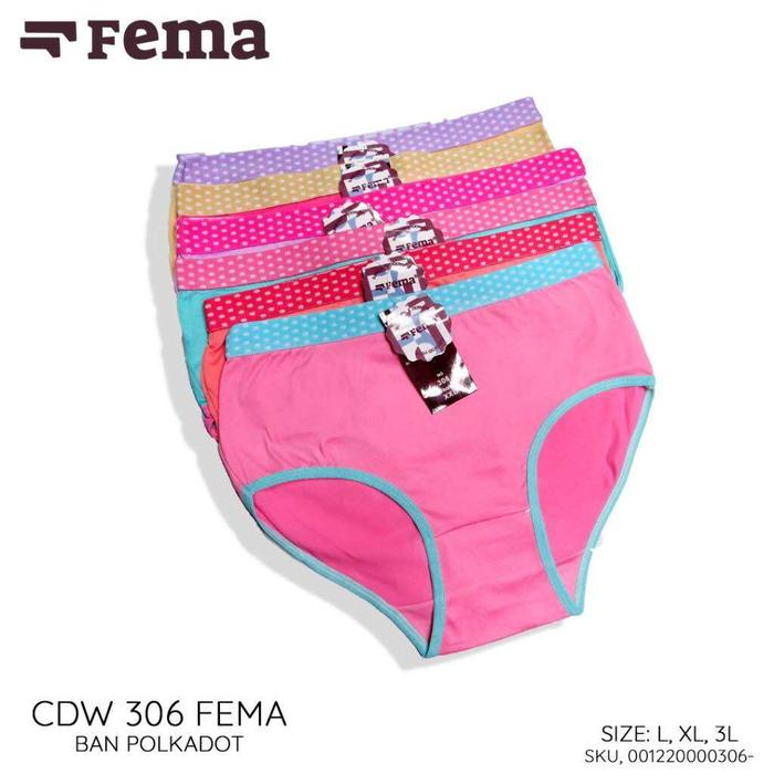 (12 Pcs) CELANA DALAM WANITA FEMA / CD PEREMPUAN PREMIUM SUPER SOFT FEMA - 306