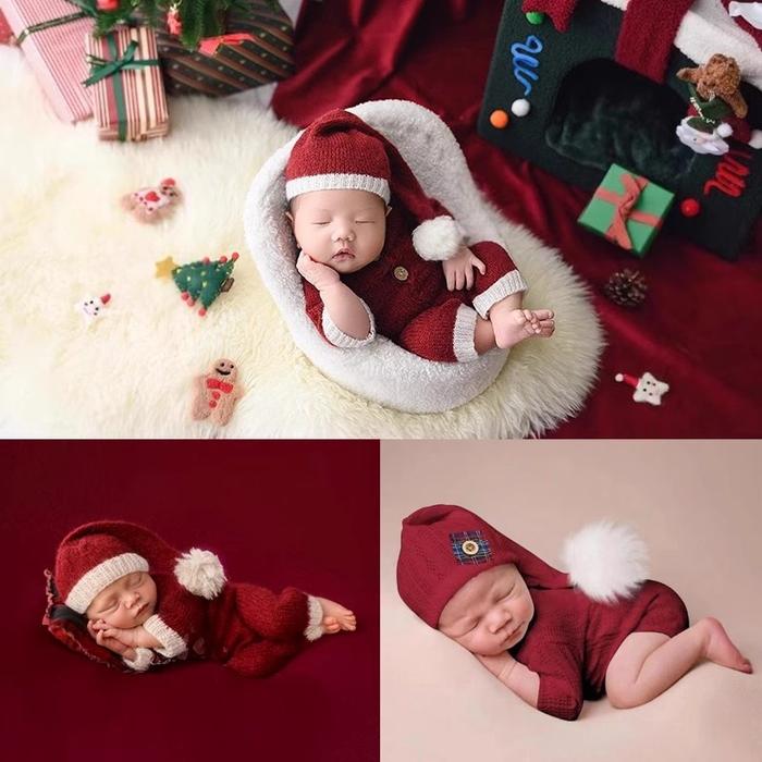 Newborn Christmas Outfit  Newborn photography props Baby Romper Jumpsuit  Photography  Studio Shoots