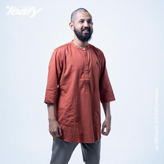 LEAFY SN-018 I BAJU KOKO KURTA PRIA LENGAN 3/4 MOTIF KOMBINASI BAHAN TWILL PREMIUM / Baju Muslim Pri