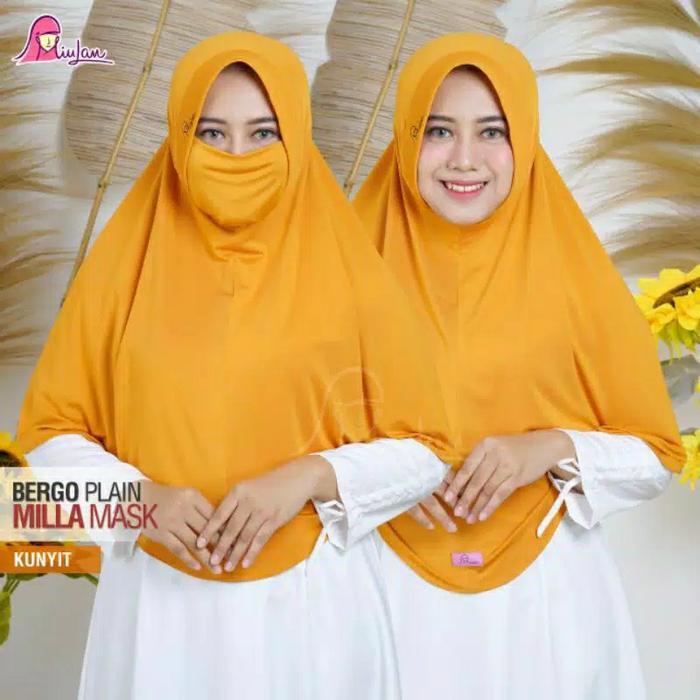 Jilbab Masker Bergo Miulan Plain Milla Mask Jilbab Masker