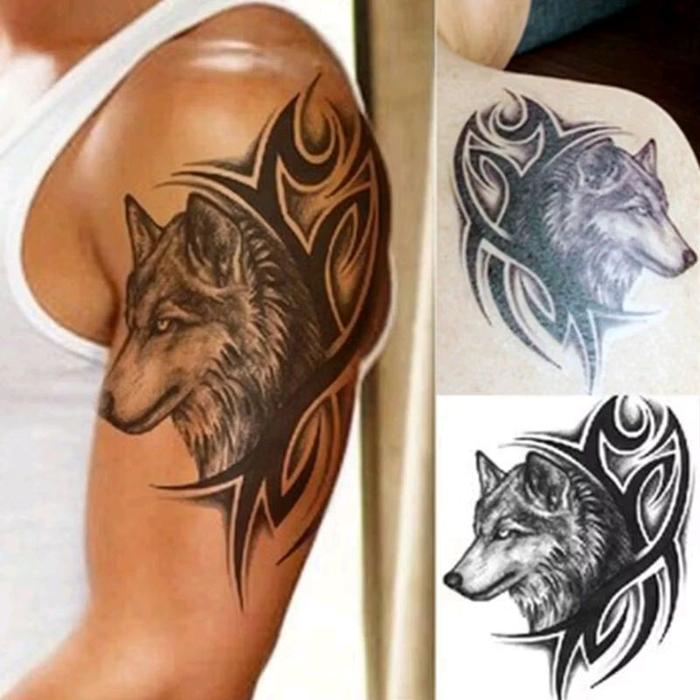 Seri HB 820 Tato Kepala Serigala - Tato Temporary Tattoo tato temporer Tahan air Anti Air Tahan Lam