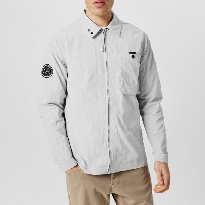 Pretty Green Mens Heaton Overshirt in Grey
