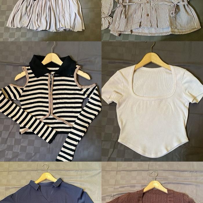link co live  1kg thrift preloved Katun Polos Bunga Wanita Baju Atasan