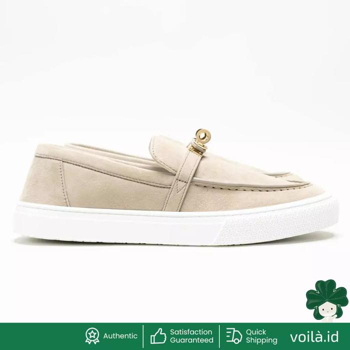 Voilaid Game Suede Goatskin Slip-On Loafers Beige Esquisse Pbhw