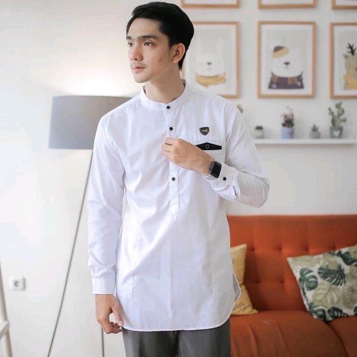 Baju Koko Kurta Lengan Panjang Matt Katun Adem Tebal Terlaris Pria Baju Muslim Dewasa Putih