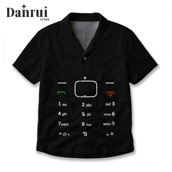DANRUI Kemeja Motif Keypad HP Jadul – Kemeja Unisex Fullprint Premium Bahan Adem | DR206