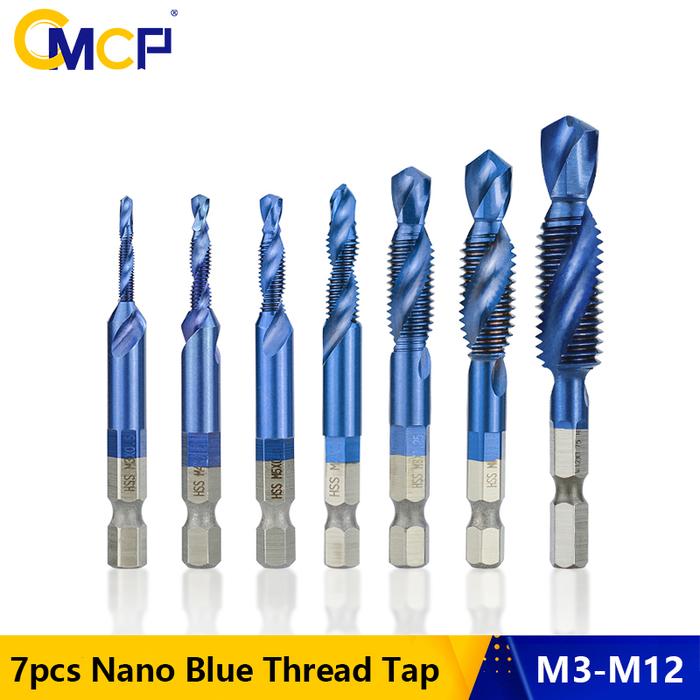 CMCP 7pcs Thread Tap Set M3-M12 Screw Machine Compound Tap HSS 4341
