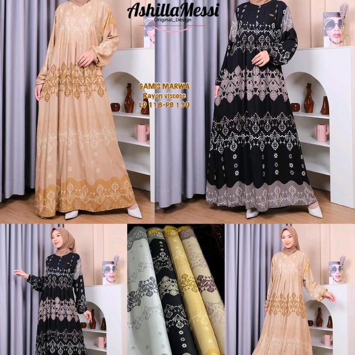 Gamis Marwa original Ashilla messi /gamis dewasa