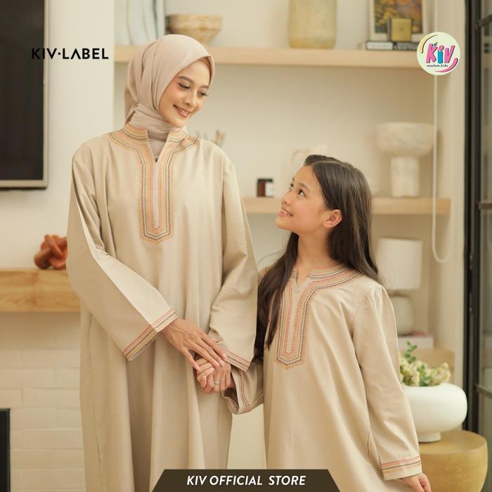Kiv Sarimbit Cream Bayanaka Series Lebaran Baju Muslim Raya Keluarga Family Set Couple Gamis Pasanga