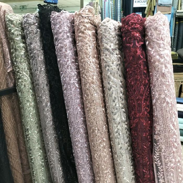BAHAN KAIN TILE BORDIR PAYET TILE BROKAT