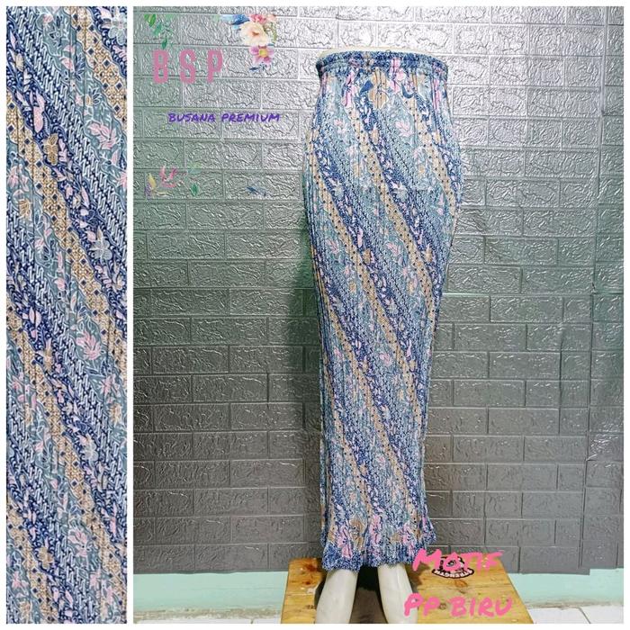 BSP.  ROK Songket Wanita - ROK PLISKET- Hitam, Lilit, Motif, Bawahan, Mini, Kebaya, Kotak Biru