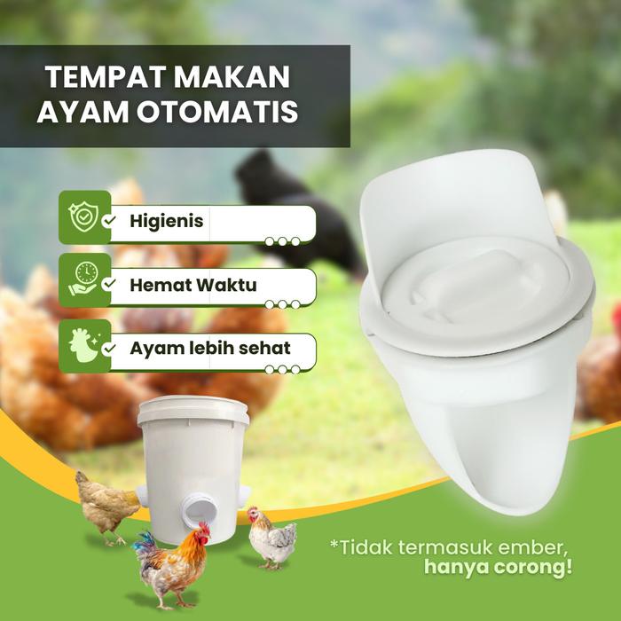 Chicken Feeder Ports Lubang Tempat Makan Ember Ayam Rain Proof Automatic Chicken Feeder Pengumpan Ay
