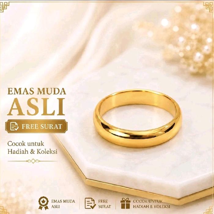 cincin ring polos pria wanita emas muda