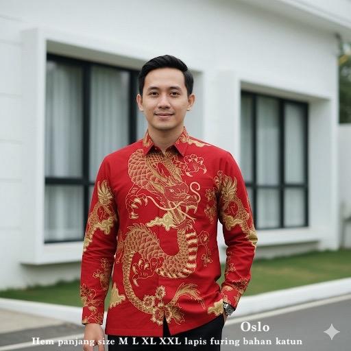 Batik Slimfit Lengan Panjang Motif Naga