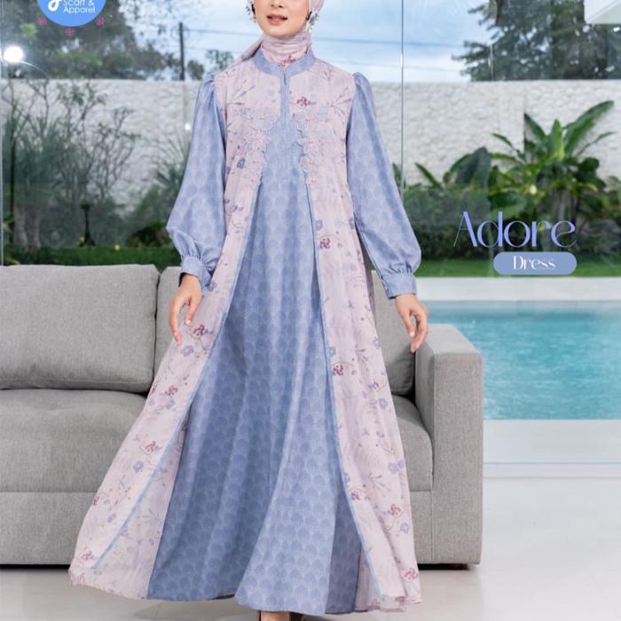Adore Dress by Giok Scarf - Dress Lebaran Printing Cantik Gamis