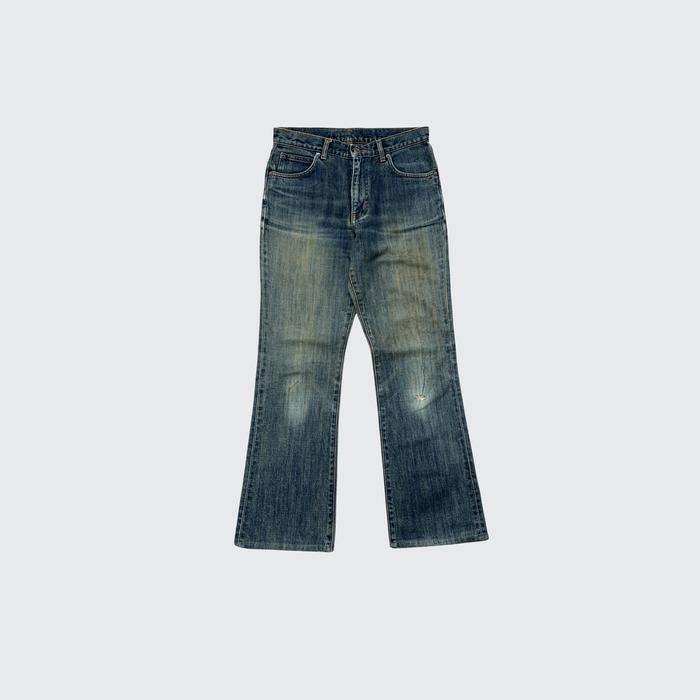 (Resized) Faded Blue Washed Vintage Wrangler Bootcut Reguler Denim Pants - Unisex - 29